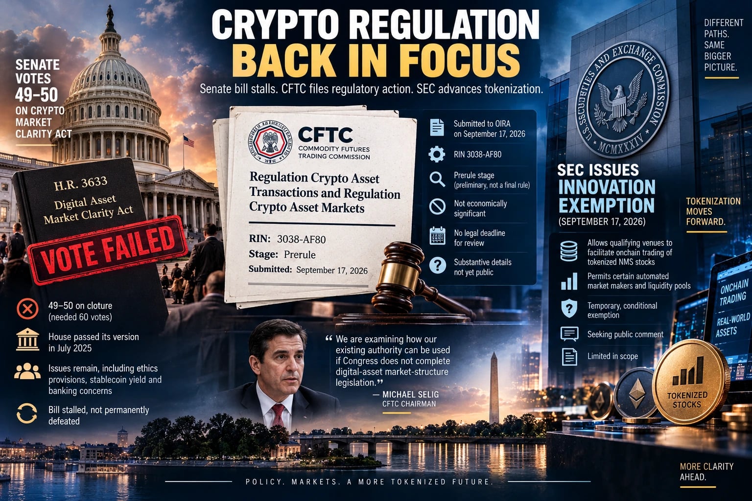 CFTC Sends Crypto Rules to White House for Review as Congress Stalls on CLARITY Act
