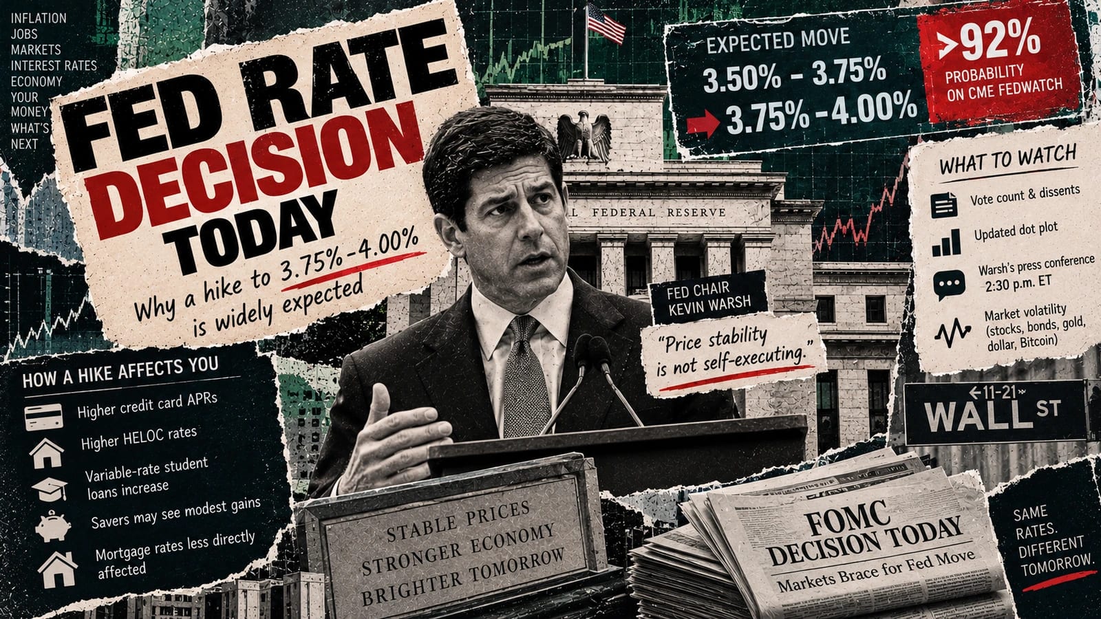 Fed Rate Decision Today: Why a Hike to 3.75%-4.00% Is Widely Expected